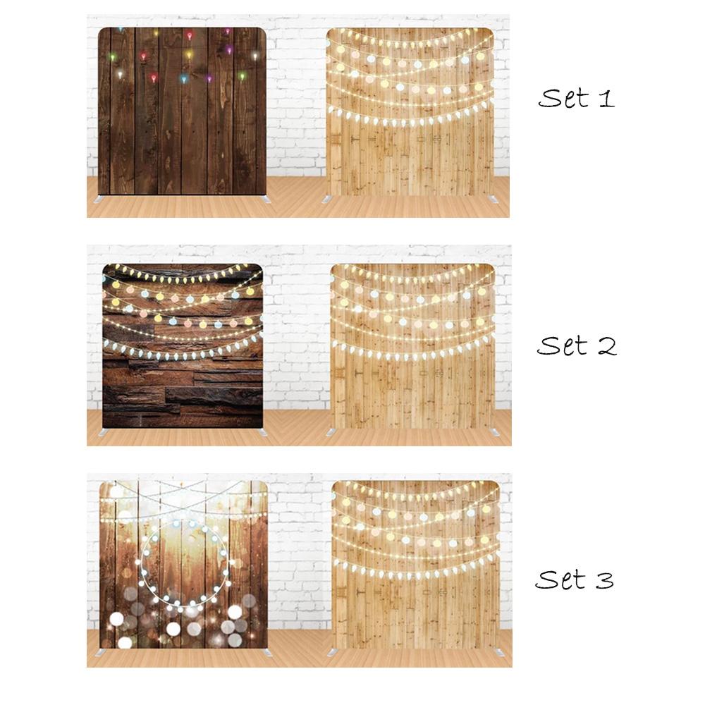 Wooden Lights Set Double Sided Tension Fabric Photo Booth Backdrop